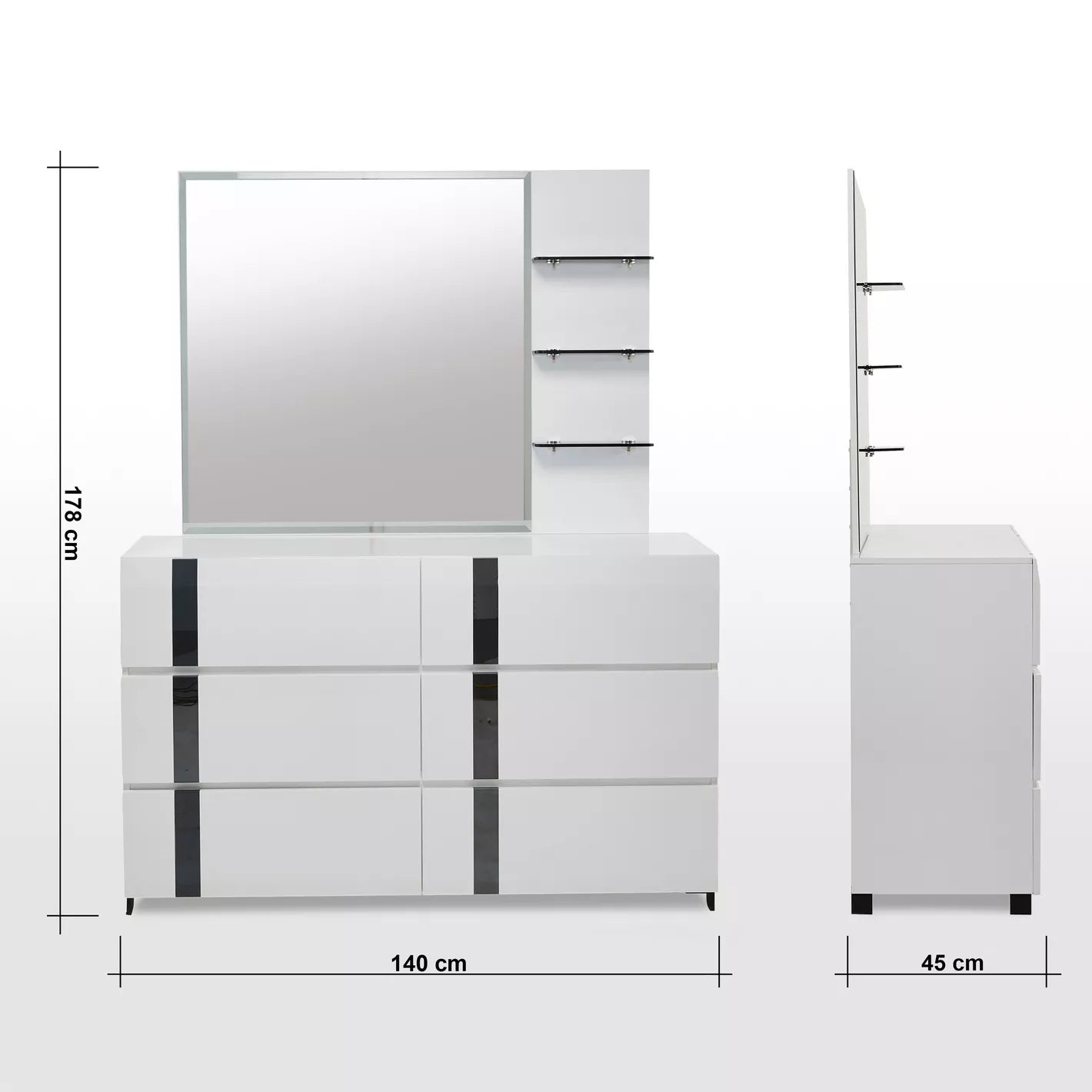 6-Drawer Dresser with Mirror, Engineered Wood For Modern Bedrooms-GCC Home Center