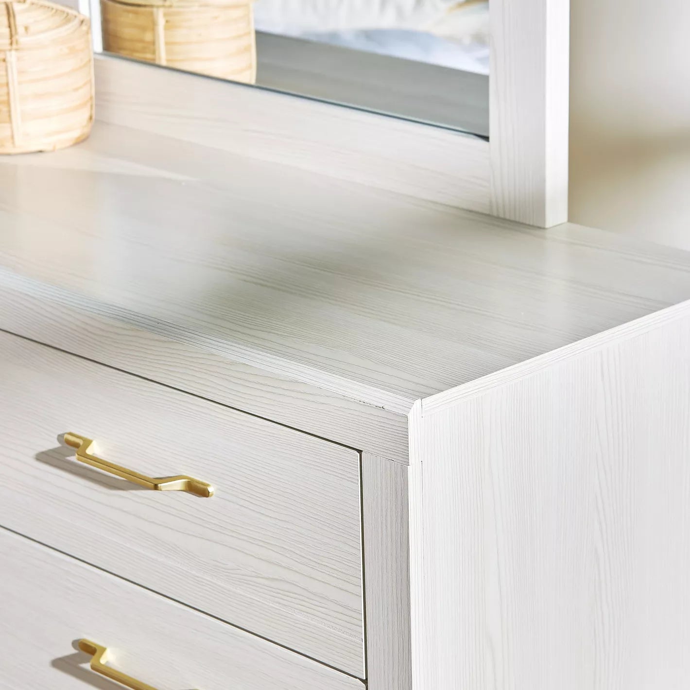 6-Drawer Dresser with Mirror, Sleek And Modern Design Vanity Table-GCC Home Center