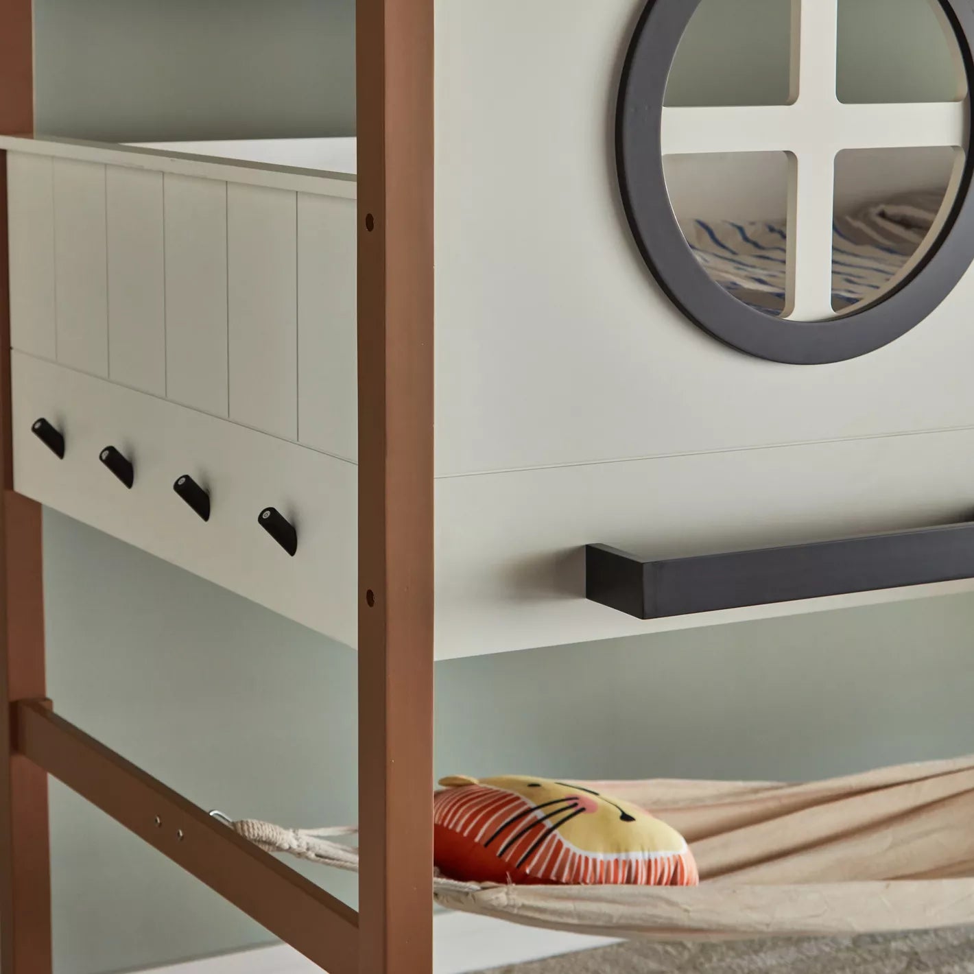 Treehouse LED Play Twin Bed with Slide and Hammock - 90x200 cm-GCC Home Center