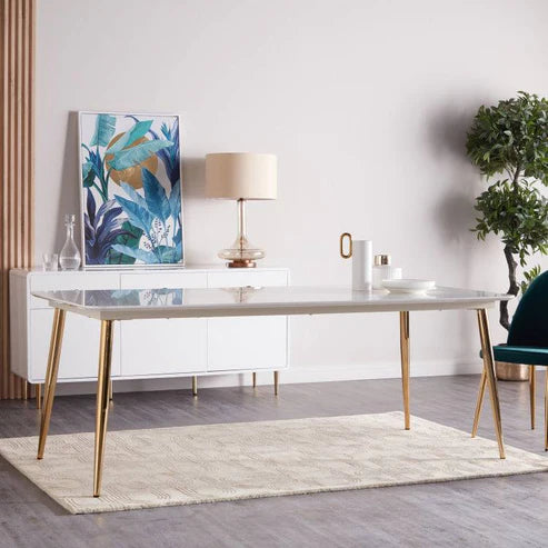 Victoria Marble finish dining Table with Golden Legs-GCC Home Center