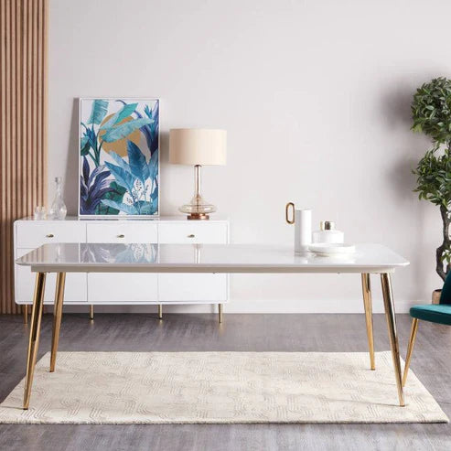 Victoria Marble finish dining Table with Golden Legs-GCC Home Center