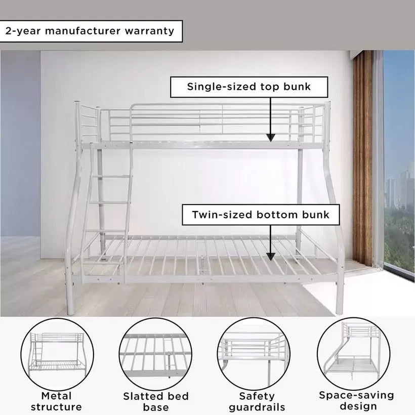 Vanilla Twin Bunk Bed - 90x200 and 140x200 cm-GCC Home Center