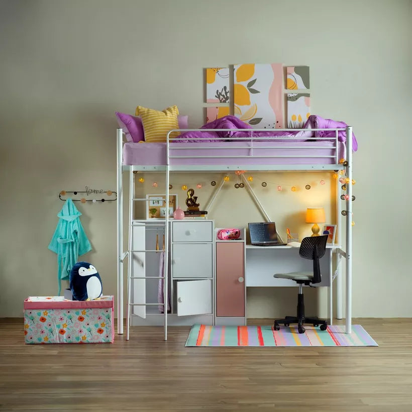 Vanilla Metal Single Loft Bed - 90x200 cm-GCC Home Center