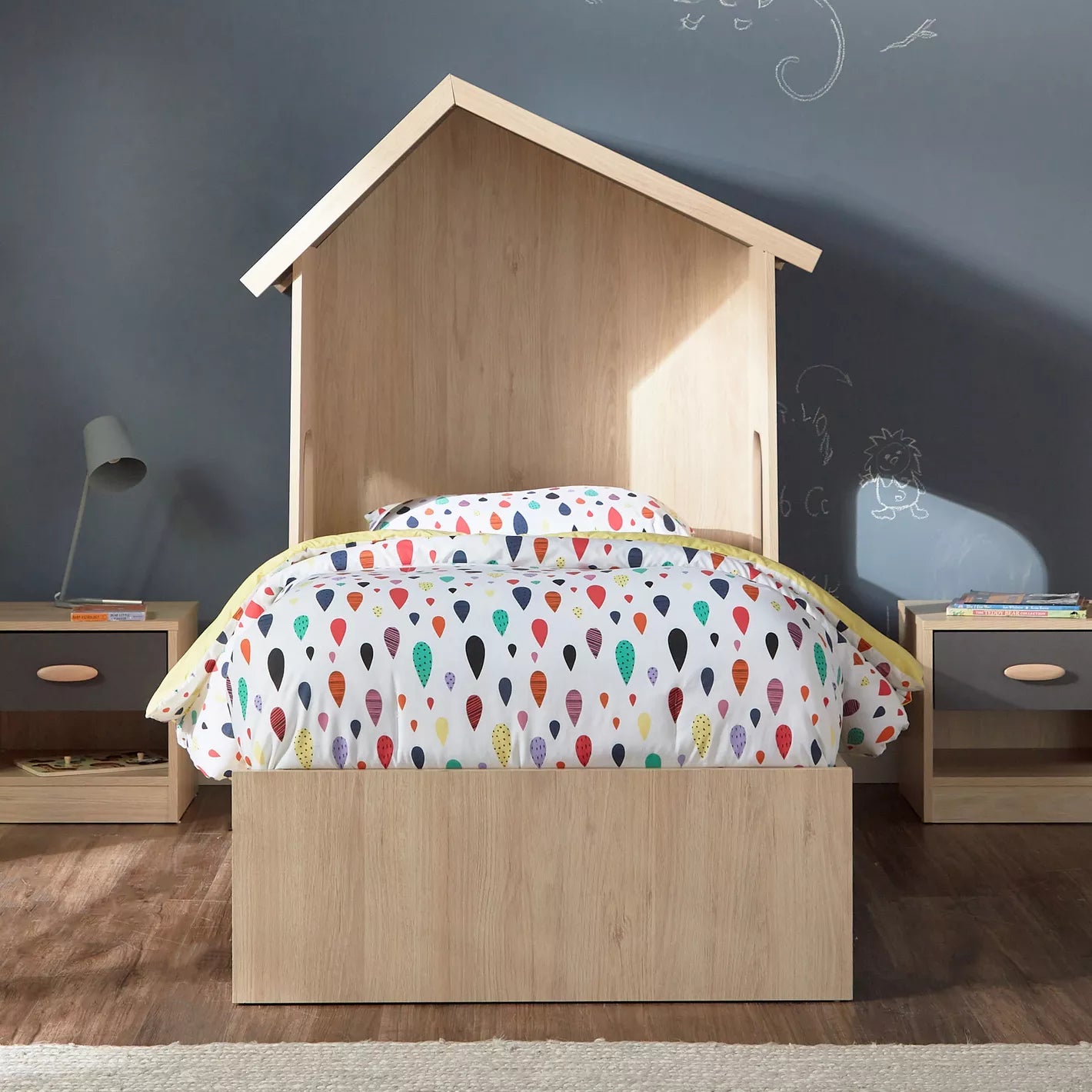 Hut Twin Bed With Two Drawers - 90x190 cm-GCC Home Center