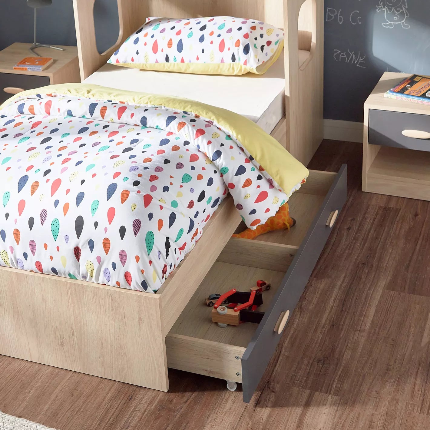 Hut Twin Bed With Two Drawers - 90x190 cm-GCC Home Center