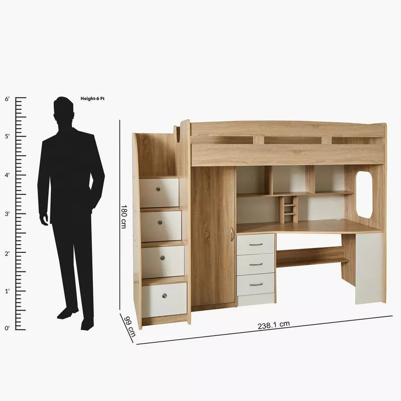 Single Loft Bed with Storage - 90x190 cm-GCC Home Center