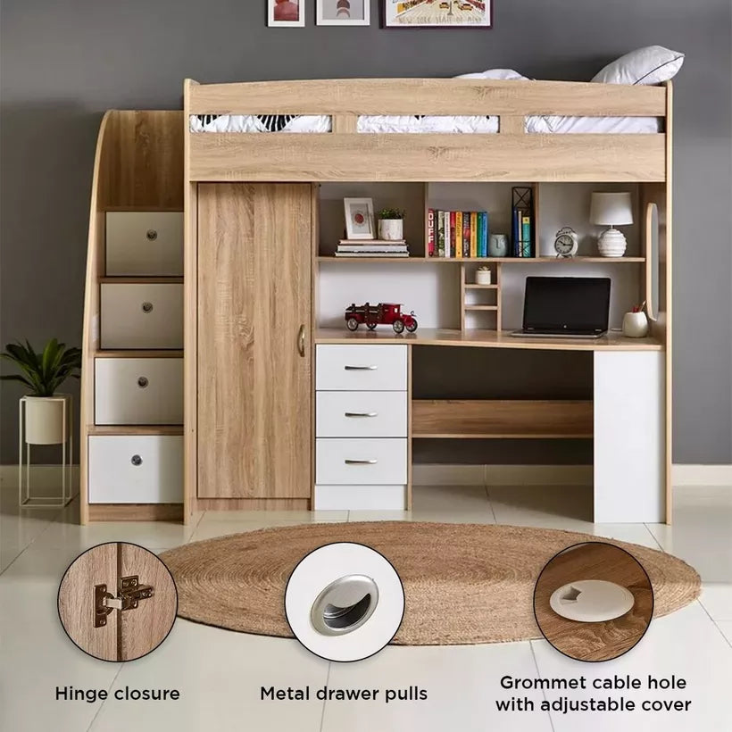 Single Loft Bed with Storage - 90x190 cm-GCC Home Center