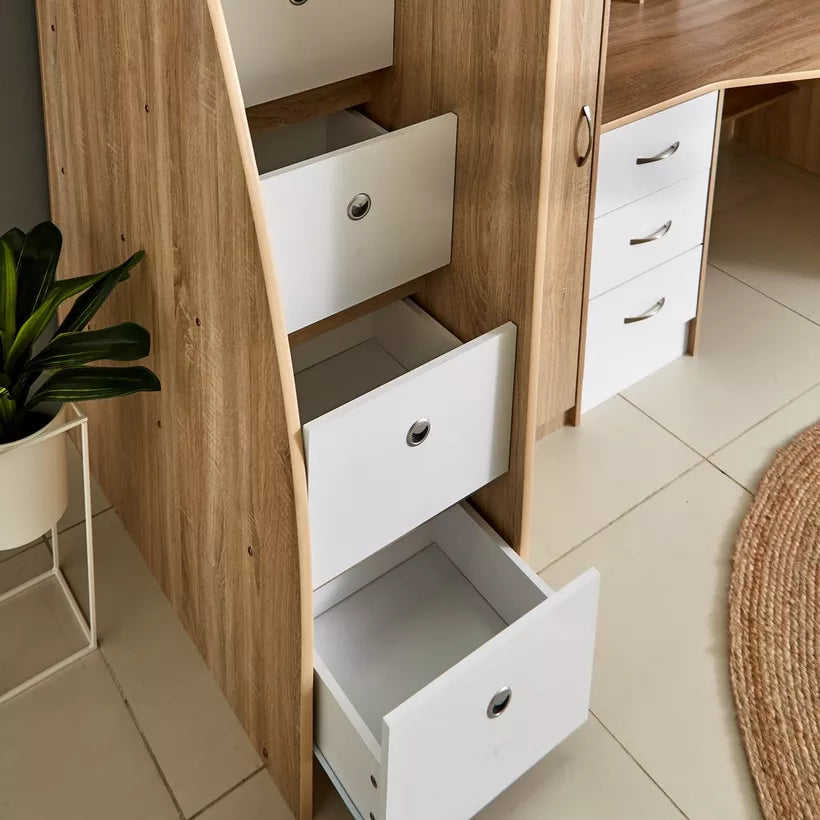 Single Loft Bed with Storage - 90x190 cm-GCC Home Center