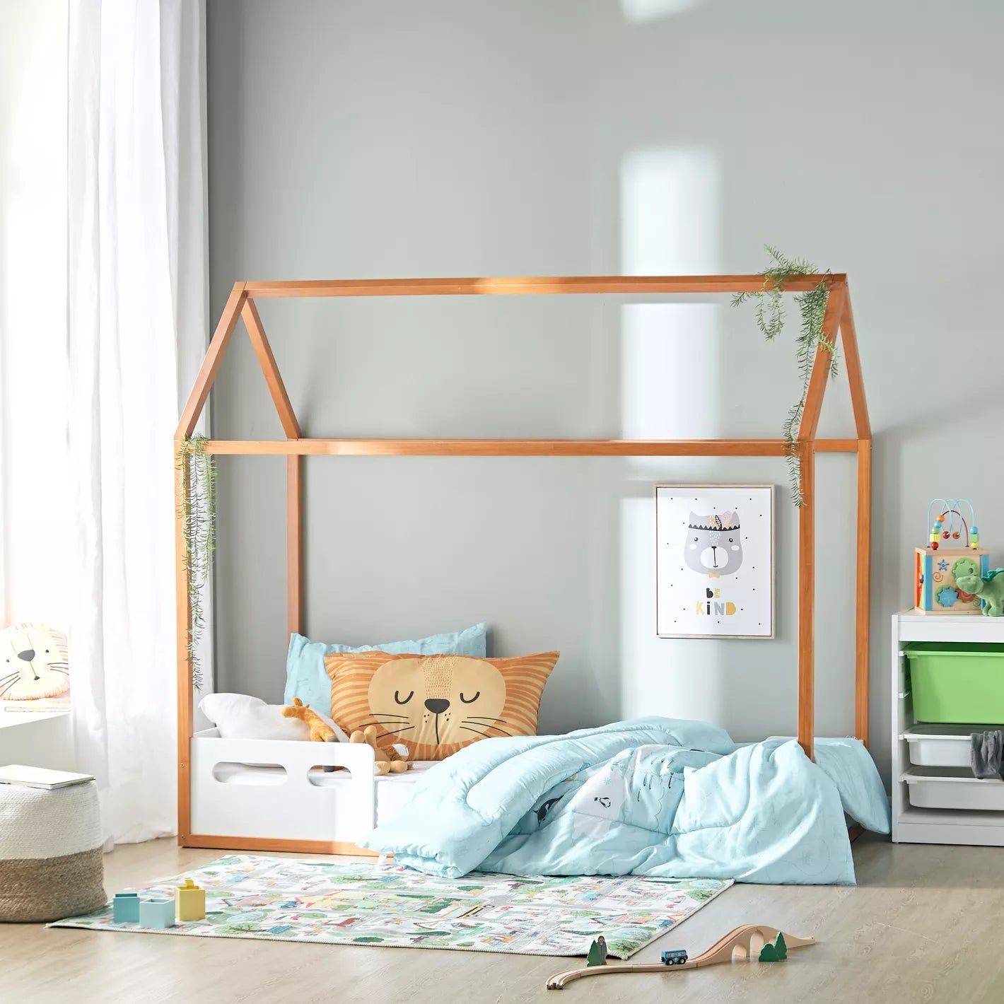 Twin Bed, Engineered Wood With A Robust Frame For Kids - 90x190 cm-GCC Home Center