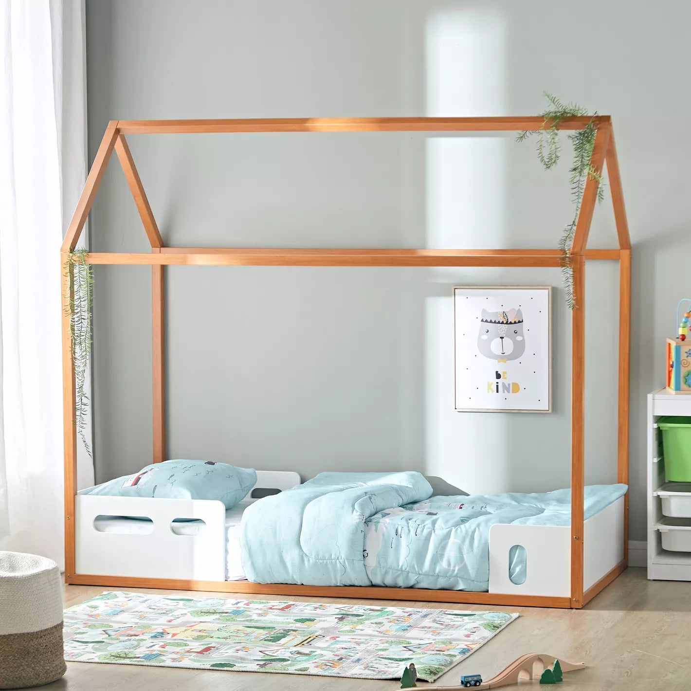 Twin Bed, Engineered Wood With A Robust Frame For Kids - 90x190 cm-GCC Home Center