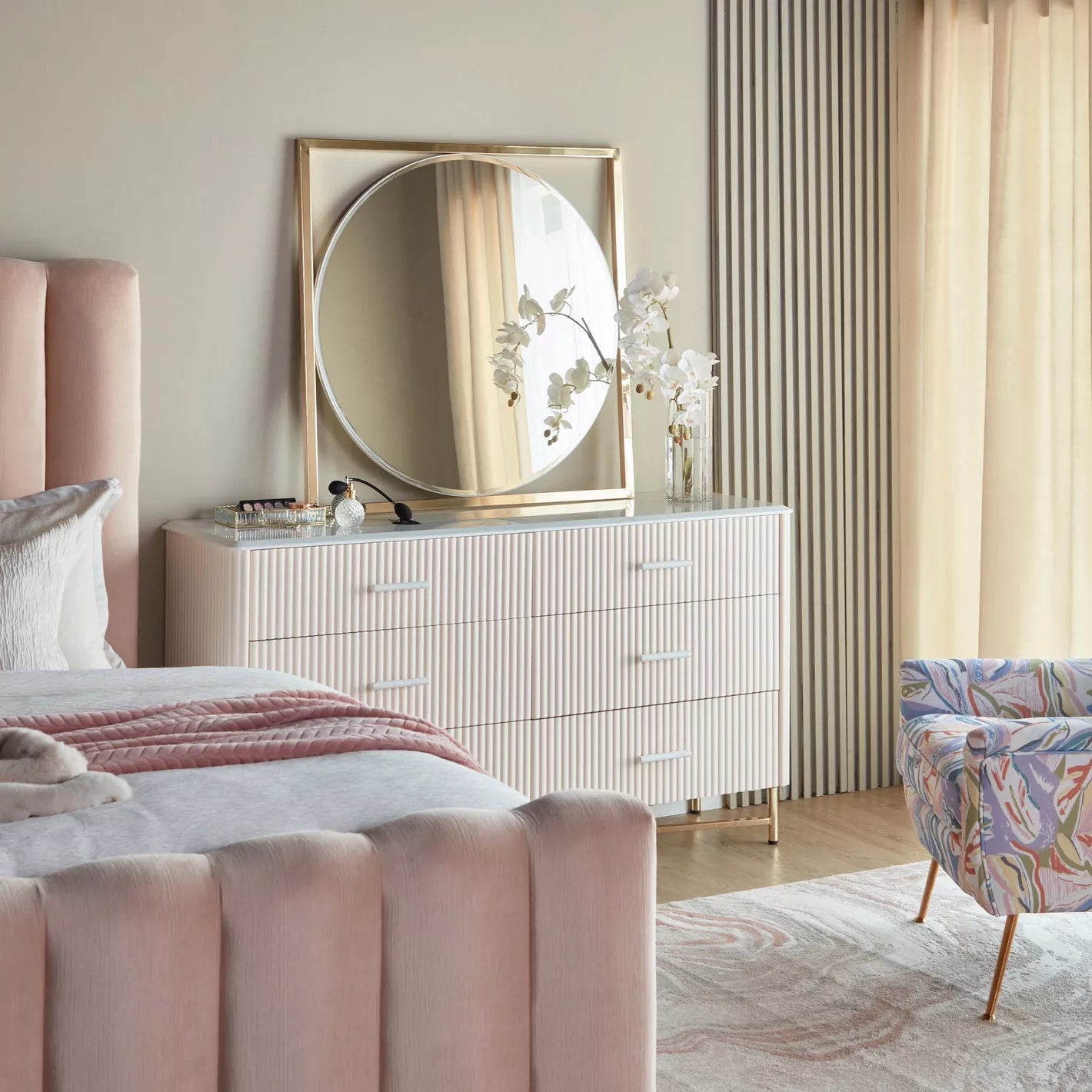 6-Drawer Dresser with Mirror, Modern Vanity Table-GCC Home Center