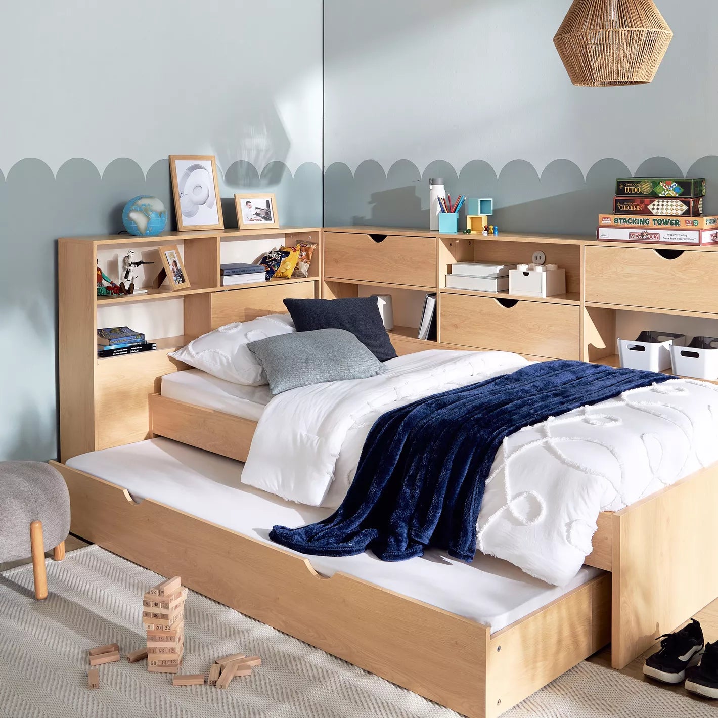 Daybed with Storage and Trundle - 90x200 cm-GCC Home Center