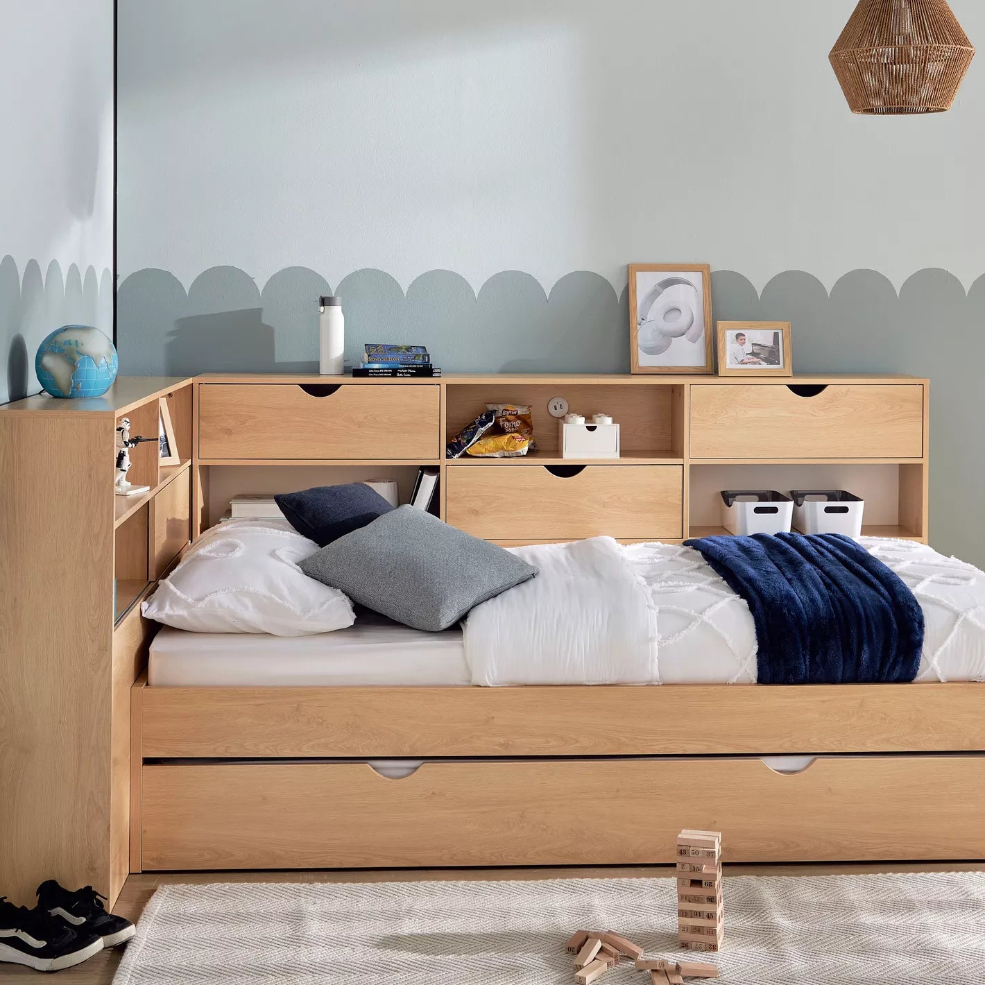 Daybed with Storage and Trundle - 90x200 cm-GCC Home Center
