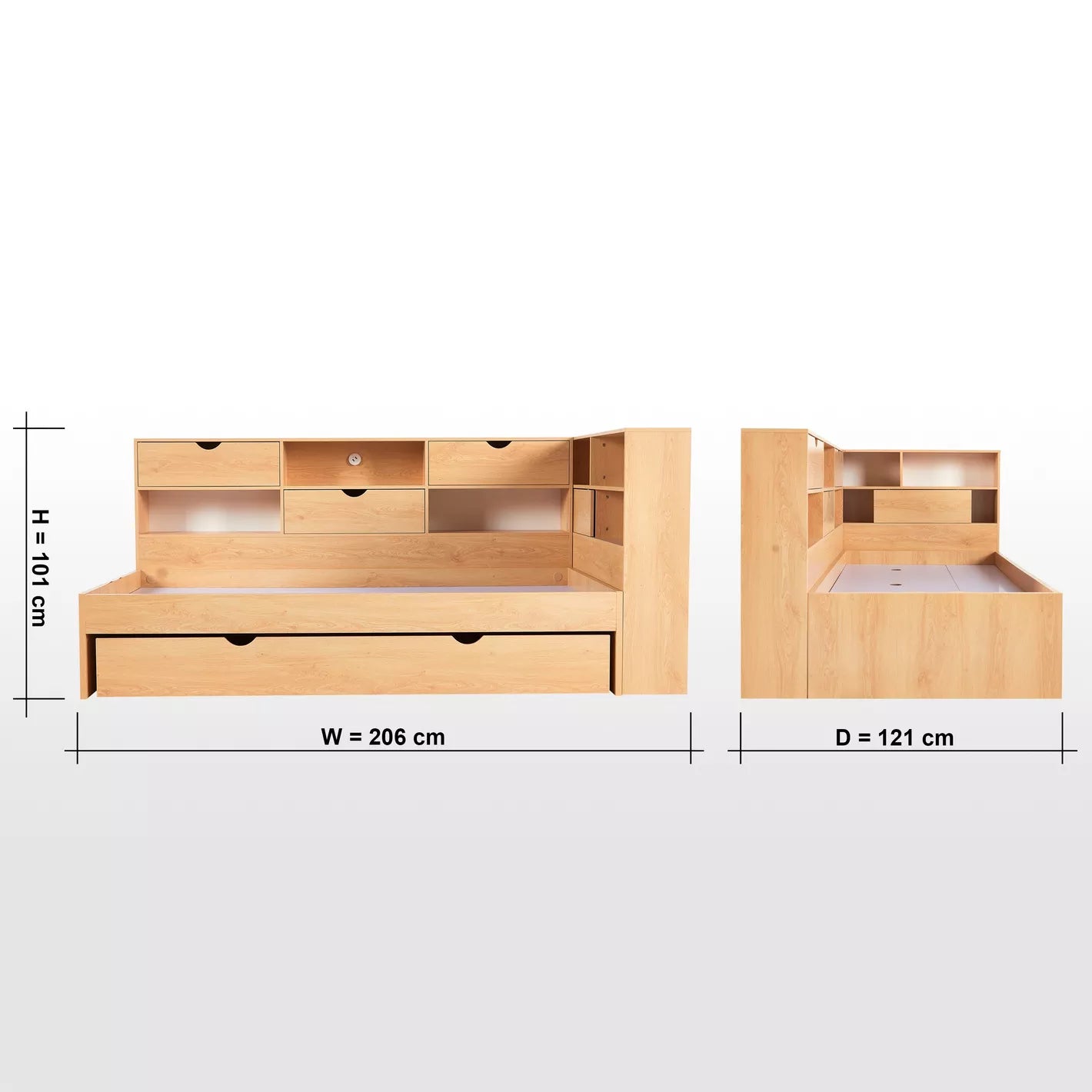 Daybed with Storage and Trundle - 90x200 cm-GCC Home Center