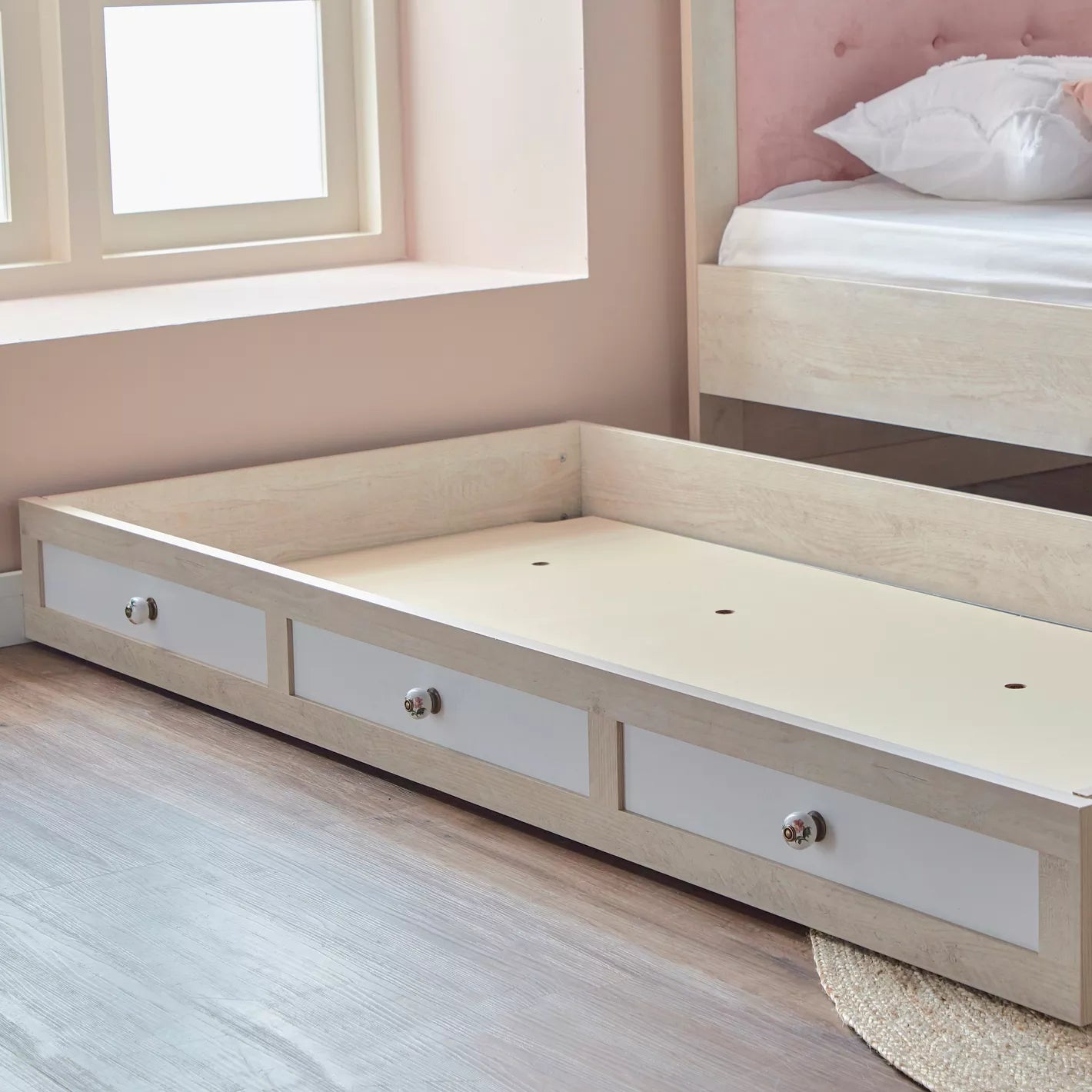 Comfort Trundle Under Beds 90x190 cm - Oak/Pink-GCC Home Center