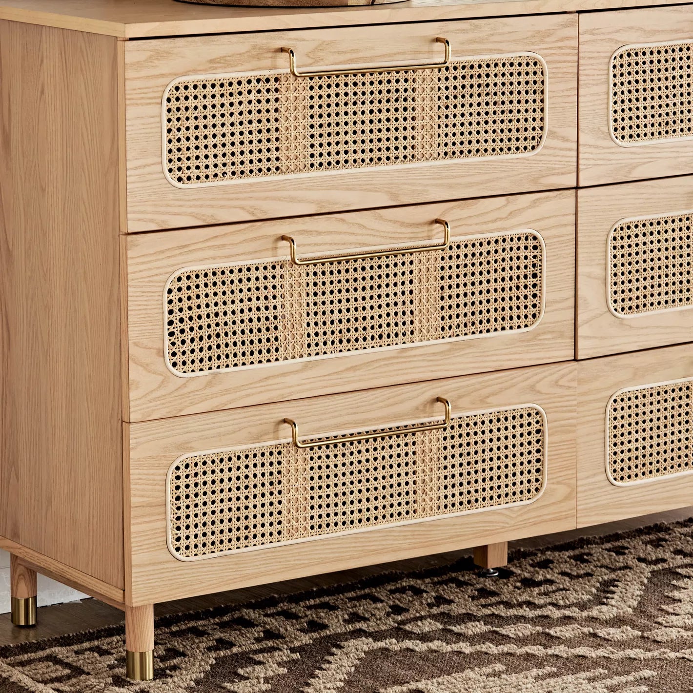 Solid Wood 6-Drawer Dresser With Mirror, Luxury Dressing Table For Organized Storage-GCC Home Center