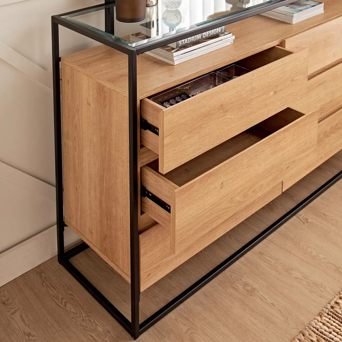 Dressing Table with Mirror, Elegant Design With Six Drawers For Organized Storage-GCC Home Center