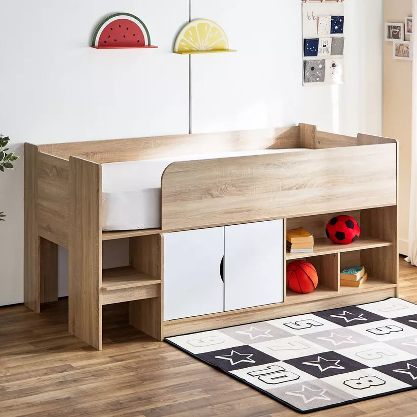 Cabin Bed with 2 Doors and Shelves - 90x190 cm-GCC Home Center