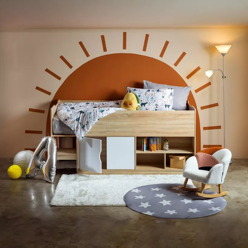 Cabin Bed with 2 Doors and Shelves - 90x190 cm-GCC Home Center