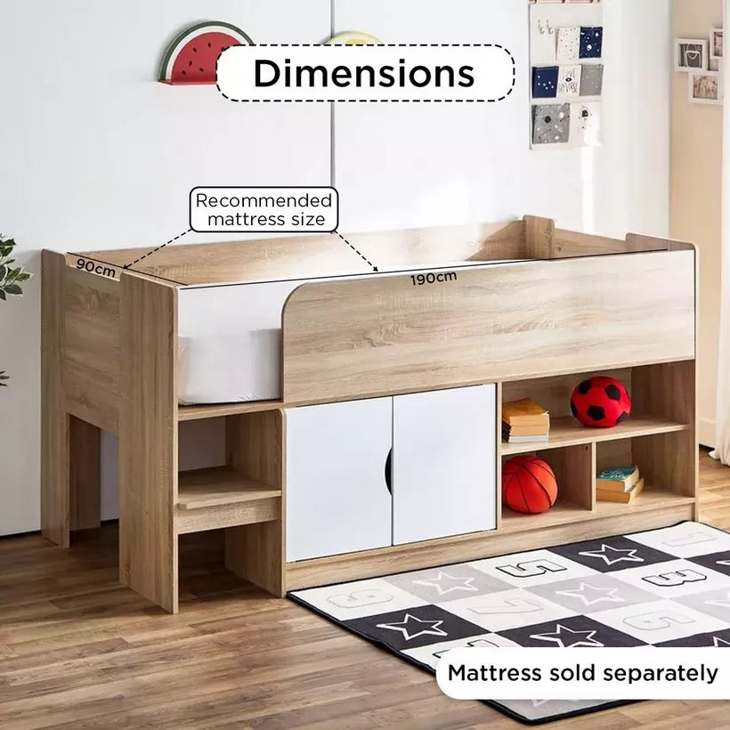 Cabin Bed with 2 Doors and Shelves - 90x190 cm-GCC Home Center