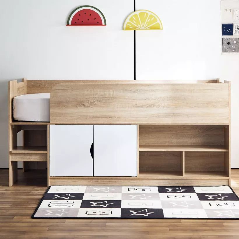 Cabin Bed with 2 Doors and Shelves - 90x190 cm-GCC Home Center