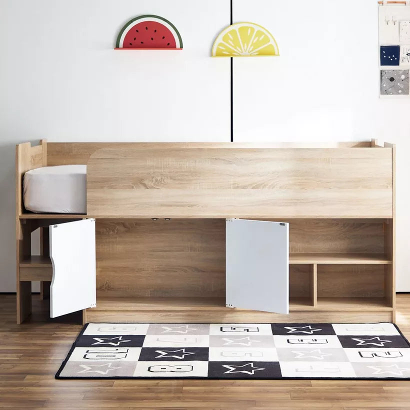 Cabin Bed with 2 Doors and Shelves - 90x190 cm-GCC Home Center