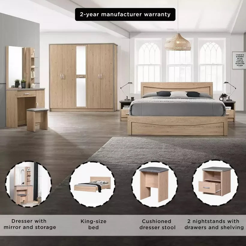 Crescent 6-Piece King Bedroom Set - 180x200 cm-GCC Home Center