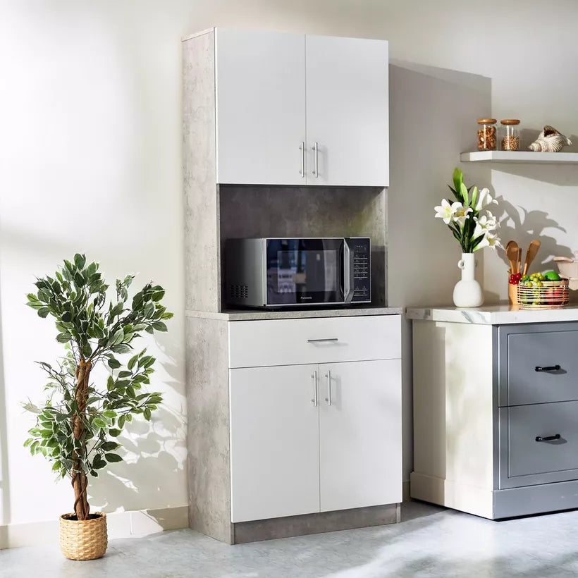Kitchen Cabinet, Tall Bar Cabinet with Drawer & Shelves