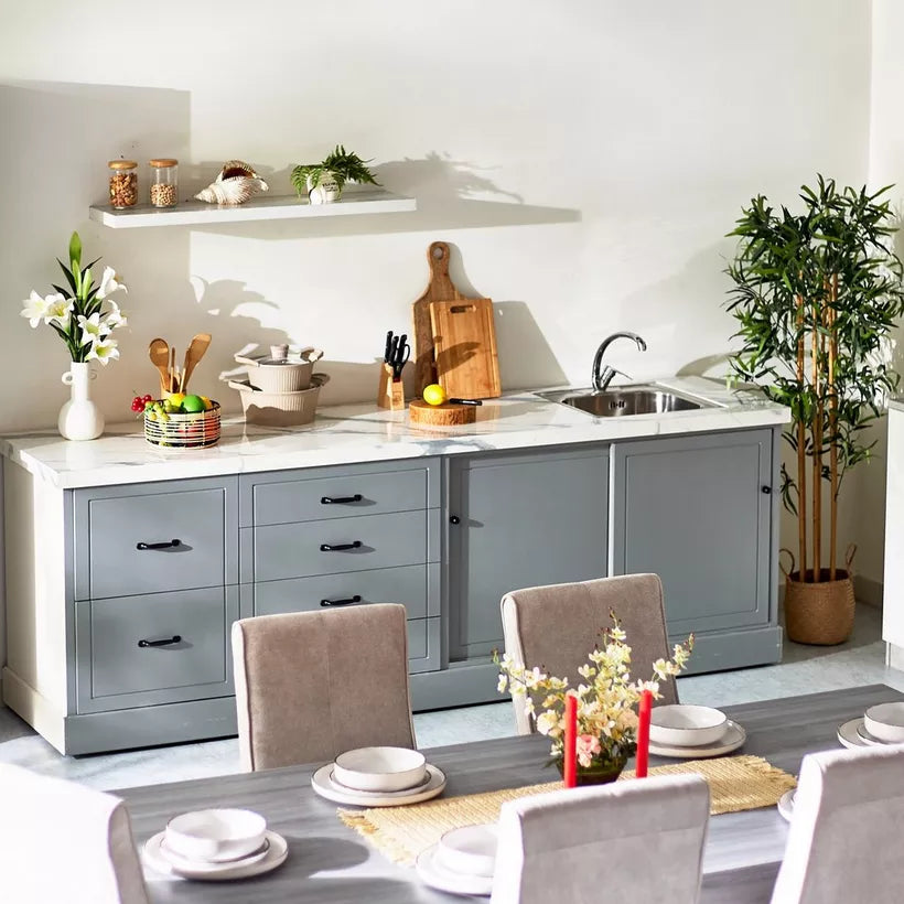 Kitchen Cabinet, Tall Bar Cabinet with Drawer & Shelves