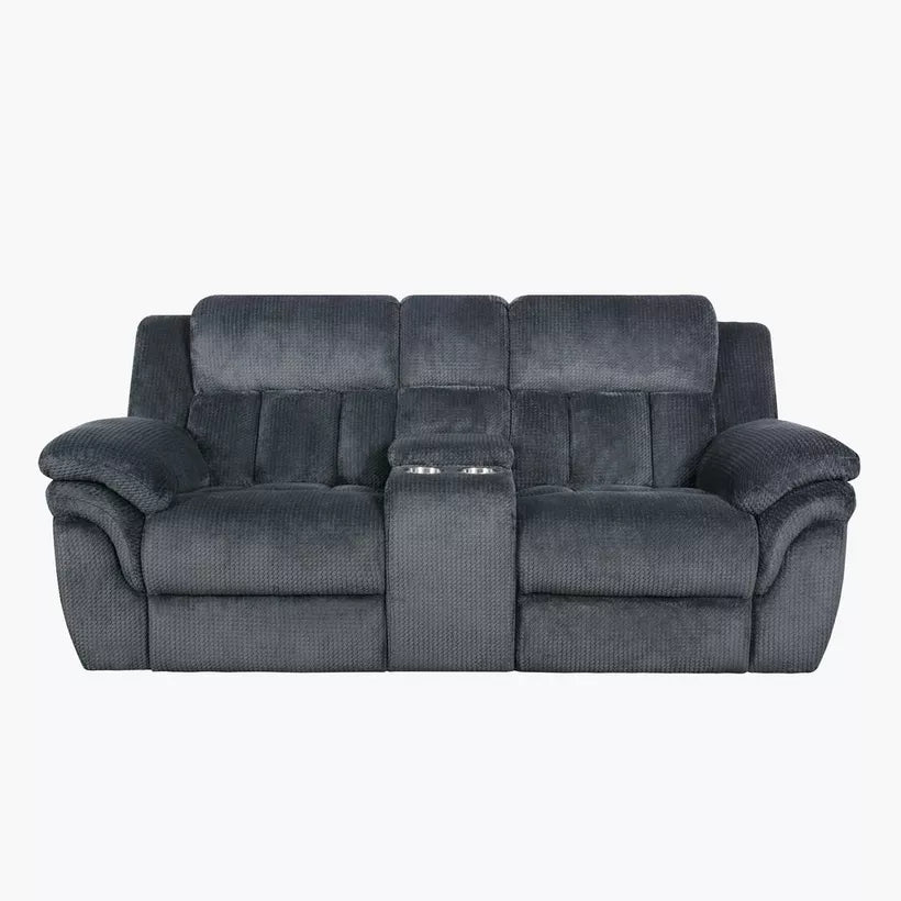 2-Seater Fabric Recliner with Console and 2 Cup Holders