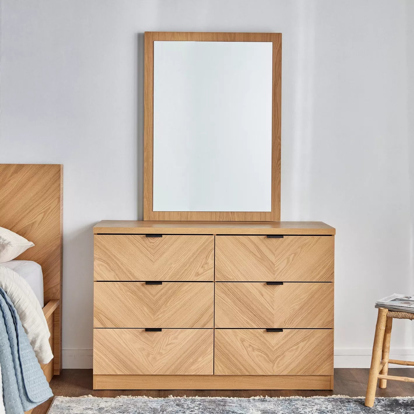 Dressing Table With 6-Drawer Dresser And Mirror, Vanity Table With Storage-GCC Home Center