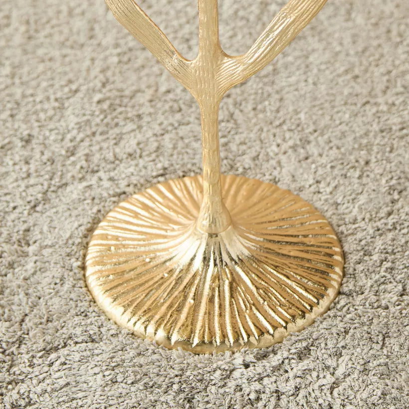 Glass Top Accent Table with Floral Base – 35x35x55 cm