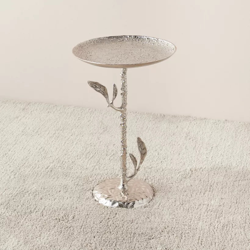 Metal Top Accent Table with Leaf Base – 34x34x55 cm