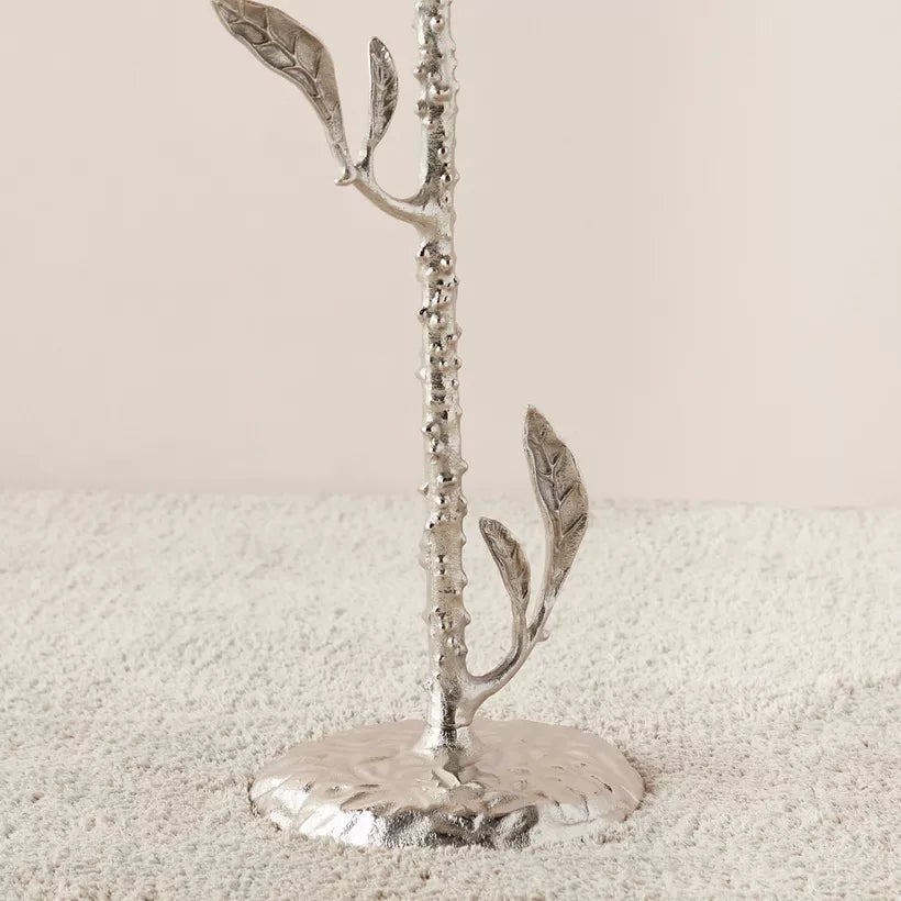 Metal Top Accent Table with Leaf Base – 34x34x55 cm