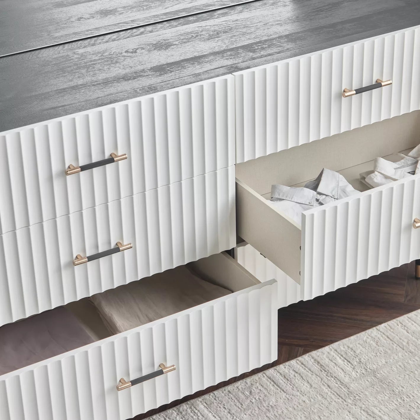 6-Drawer Dresser with Mirror, Modern Wood Dressing Table-GCC Home Center