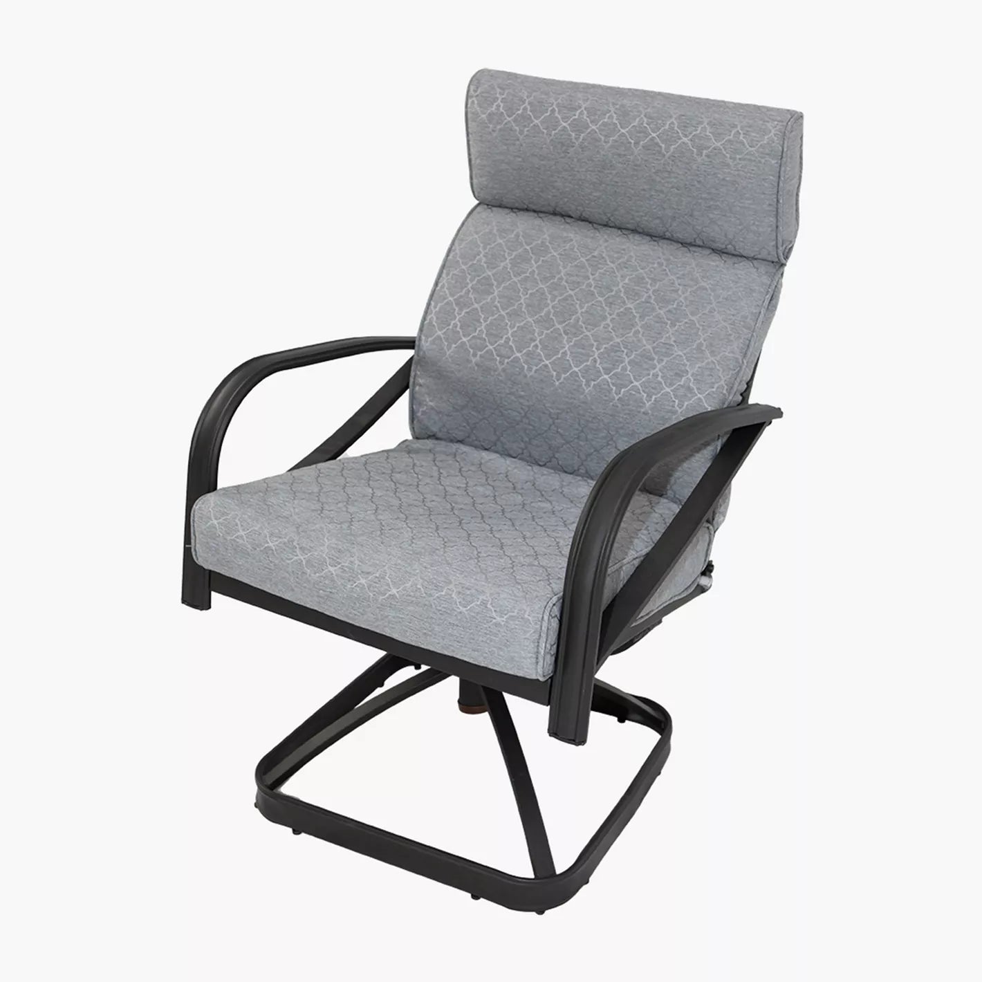 Steel Frame Swivel Rocker Dining Patio Chair, Gray-GCC Home Center