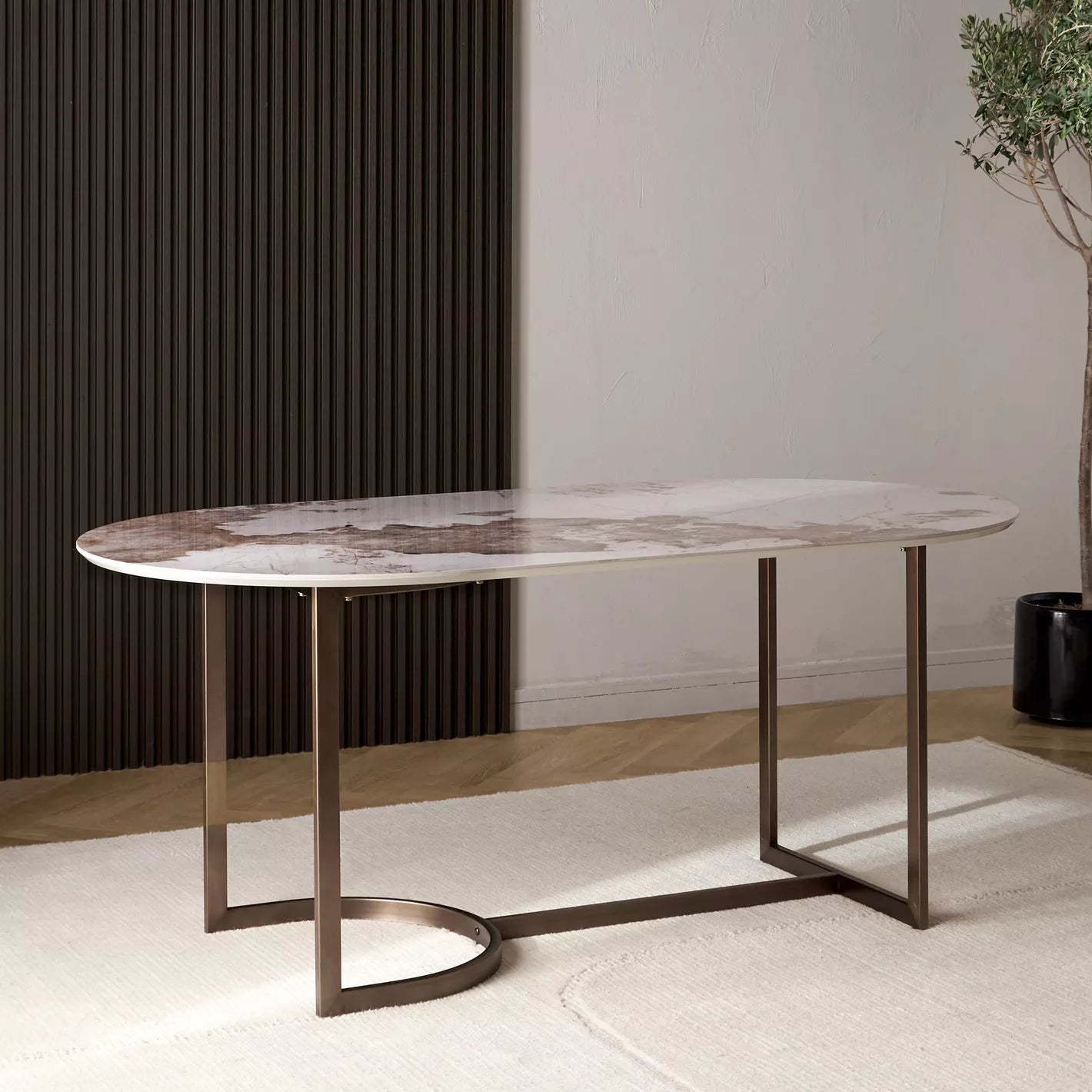 Nordic French 6-Seater Ceramic Top Dining Table-GCC Home Center
