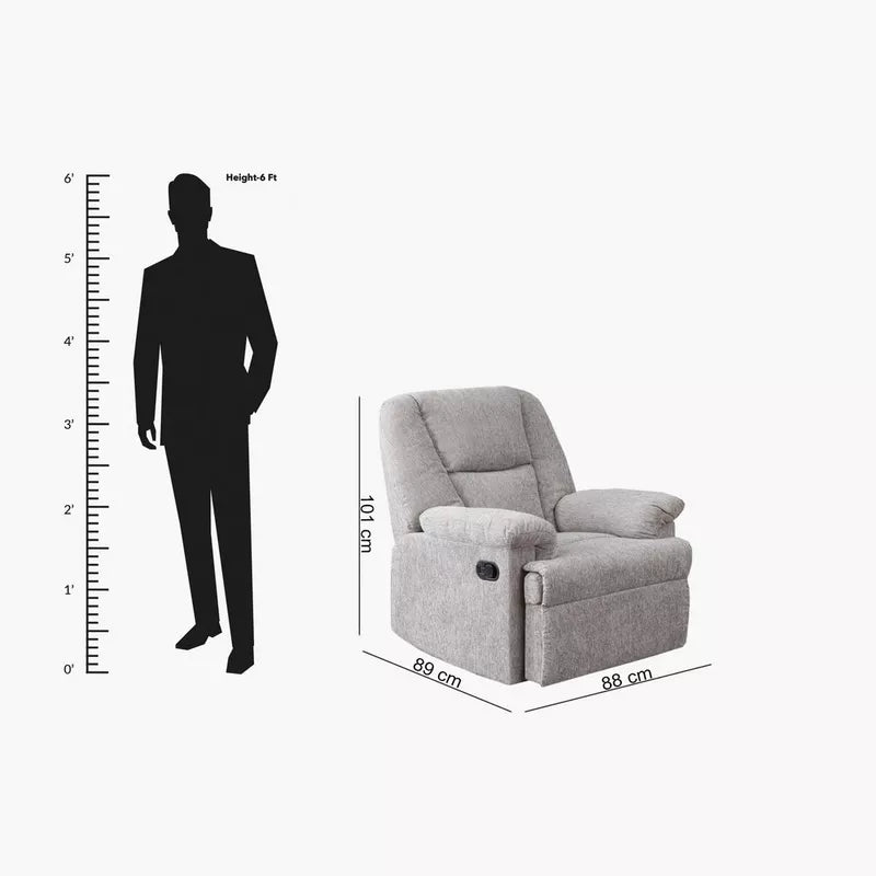 Armchair Recliner, Adjustable Back With Curved Armrests