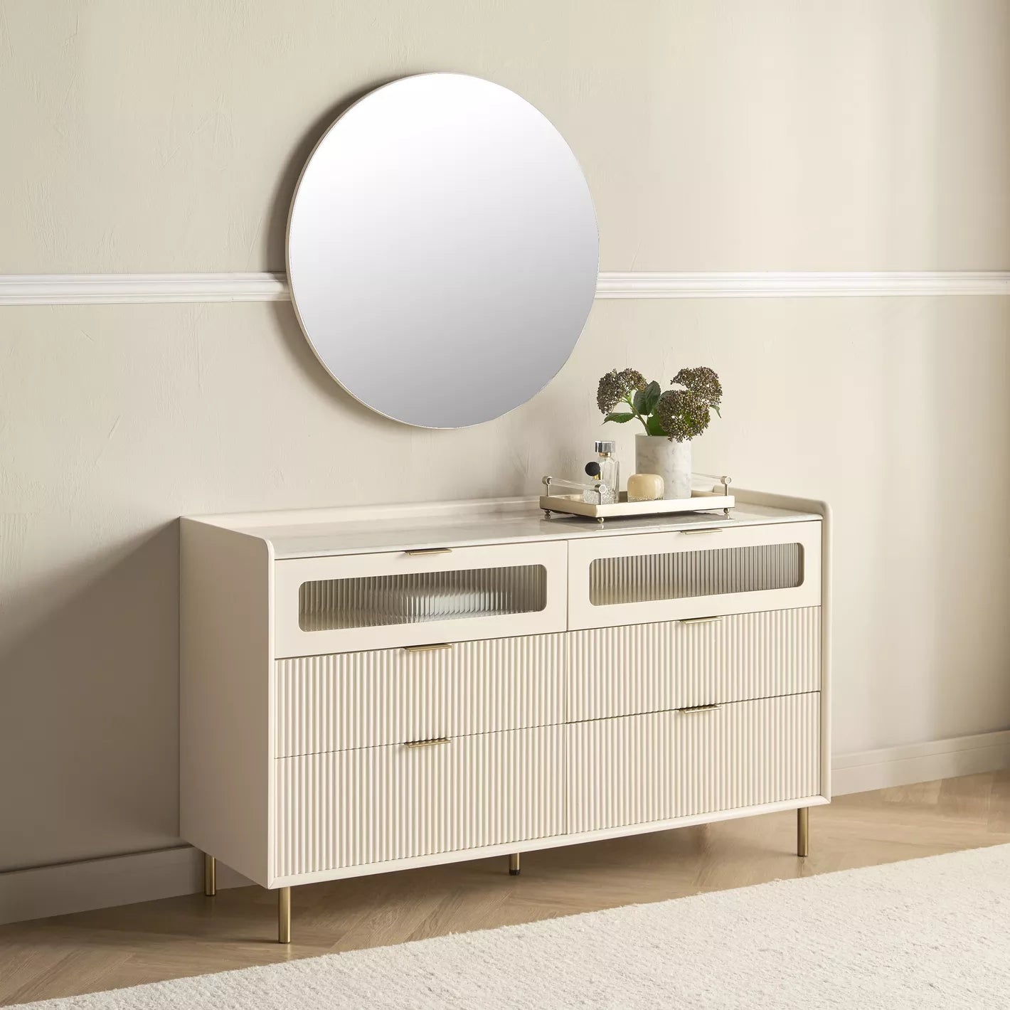 Modern Luxe 6-Drawer Dresser with Mirror, For Bedroom-GCC Home Center