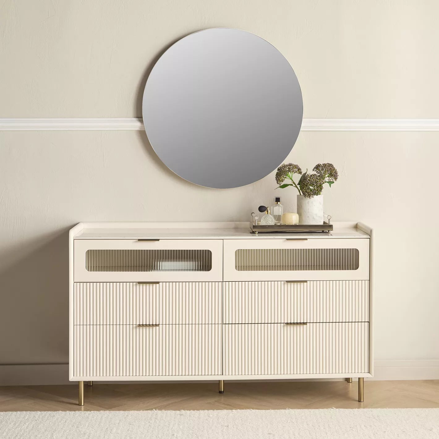 Modern Luxe 6-Drawer Dresser with Mirror, For Bedroom-GCC Home Center