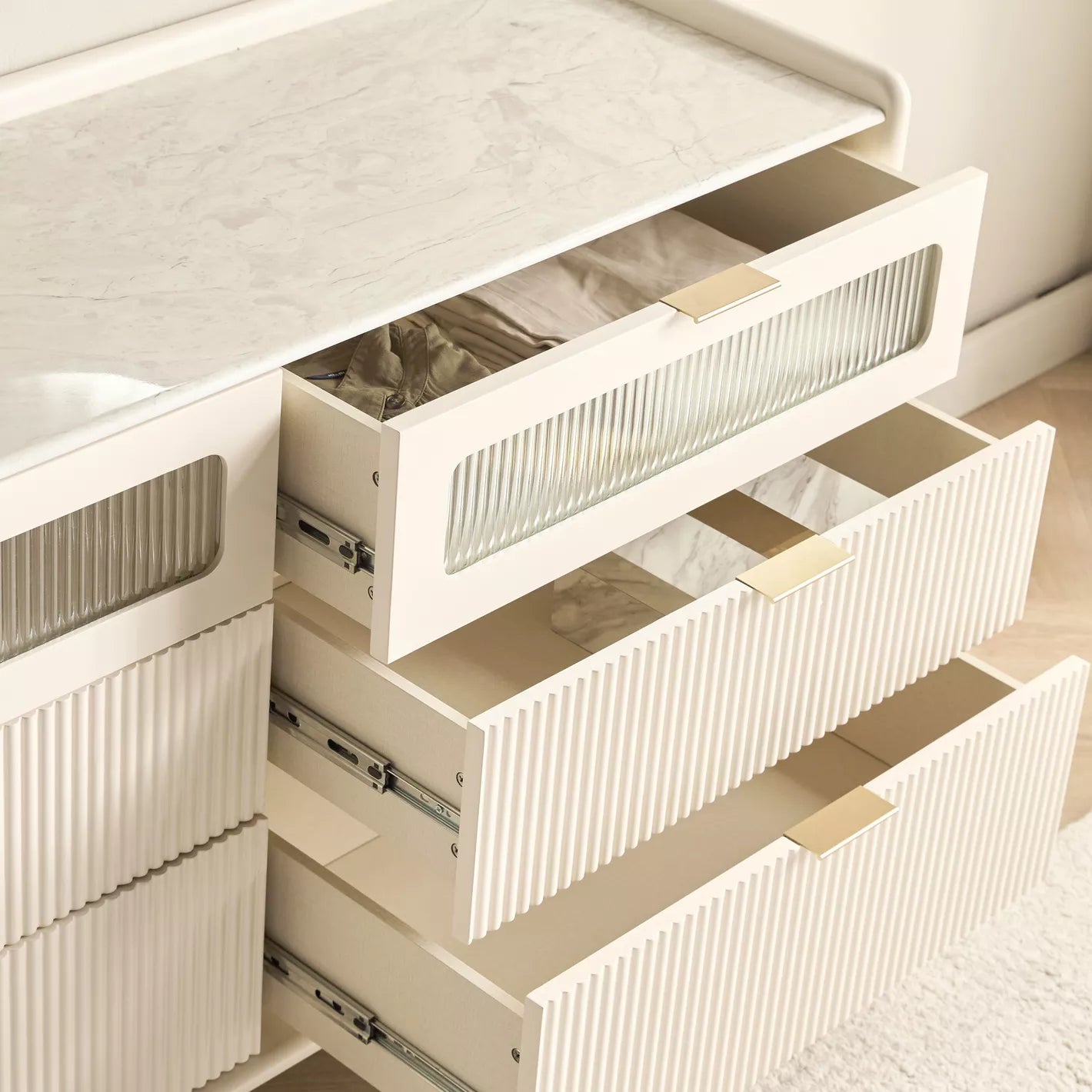 Modern Luxe 6-Drawer Dresser with Mirror, For Bedroom-GCC Home Center