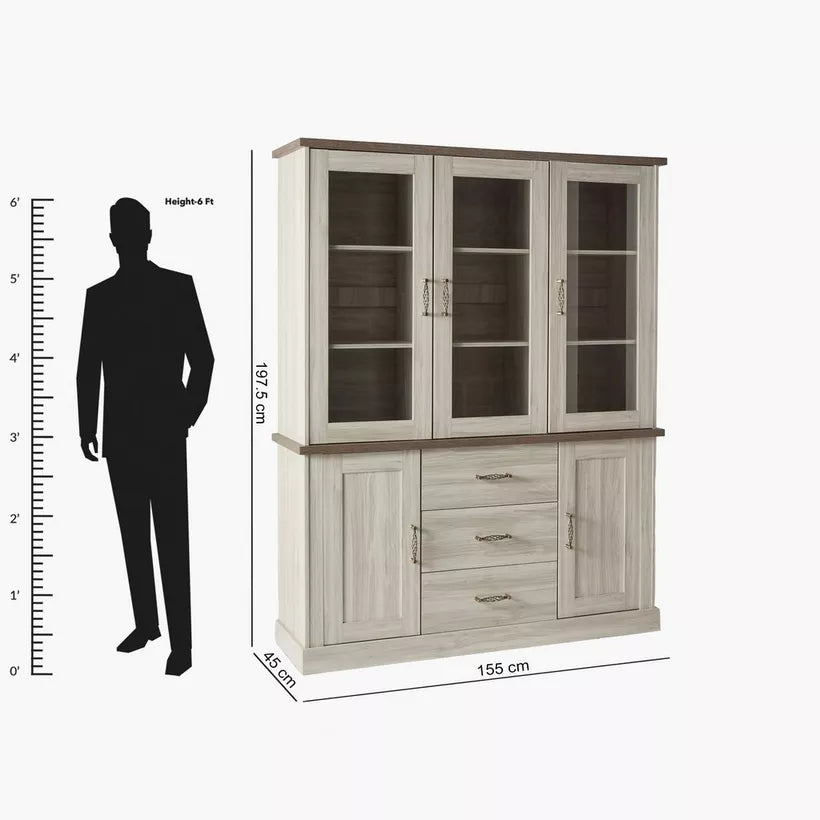 Angelic Hutch with Buffet, High-Quality Engineered Wood With Glass