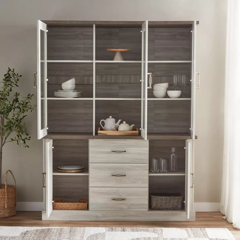 Angelic Hutch with Buffet, High-Quality Engineered Wood With Glass