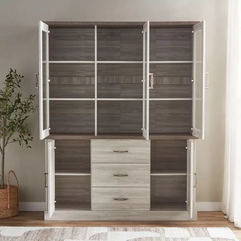 Angelic Hutch with Buffet, High-Quality Engineered Wood With Glass