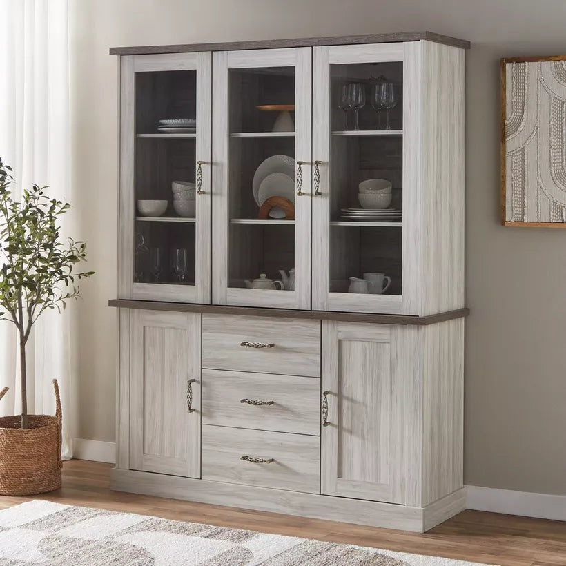 Angelic Hutch with Buffet, High-Quality Engineered Wood With Glass