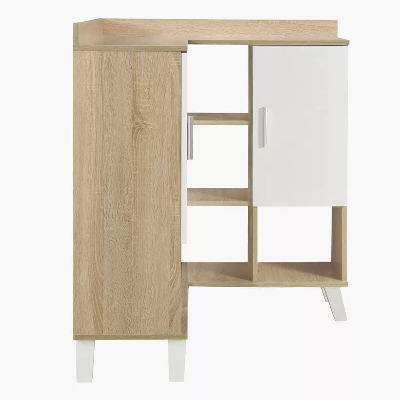 Corner Coffee Bar Cabinet With 2 Doors And 9 Shelves