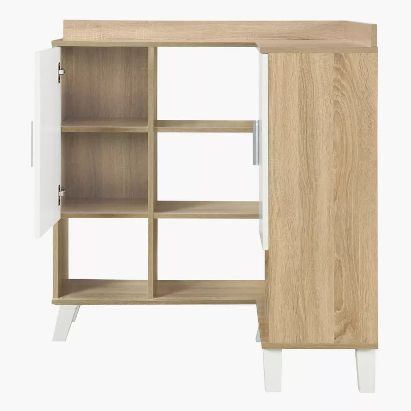 Corner Coffee Bar Cabinet With 2 Doors And 9 Shelves