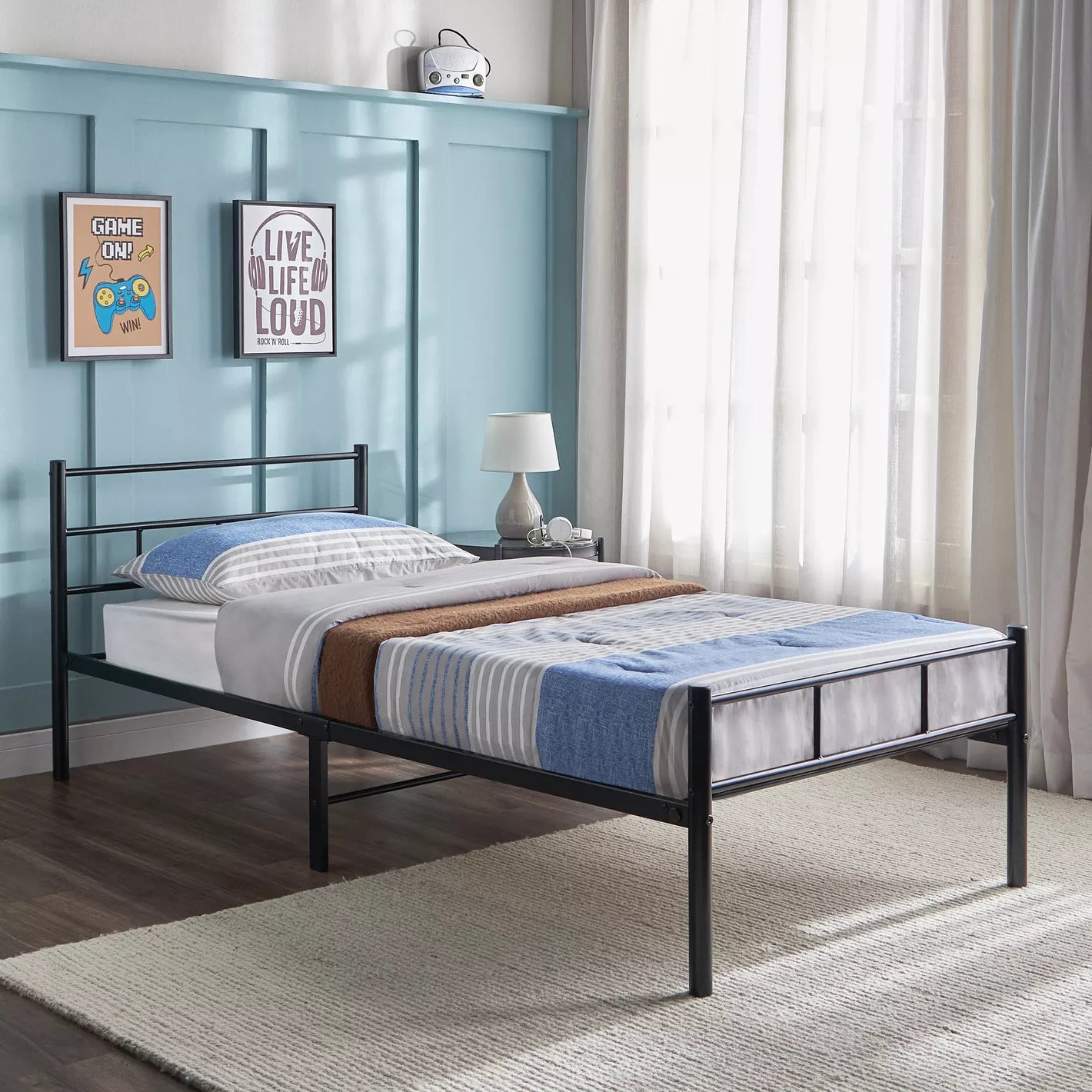 Twin Bed With Metal Frame - 90x200-GCC Home Center