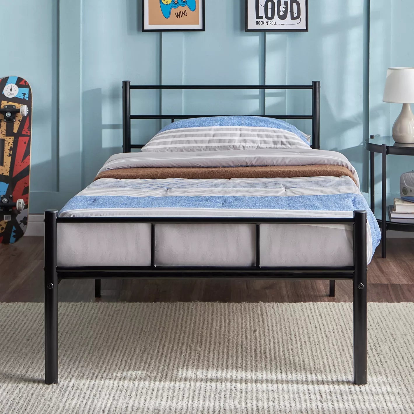 Twin Bed With Metal Frame - 90x200-GCC Home Center