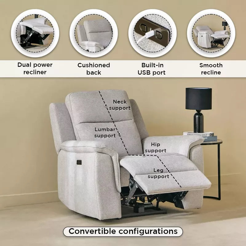Elegant Electric Power Armchair Fabric Recliner Sofa